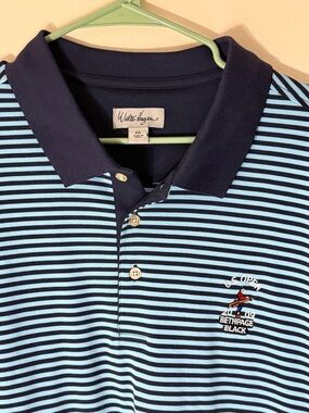 Walter Hagen US Open 2009 Bethpage Black Polo Shirt Mens 2XL Blue Striped Golf
